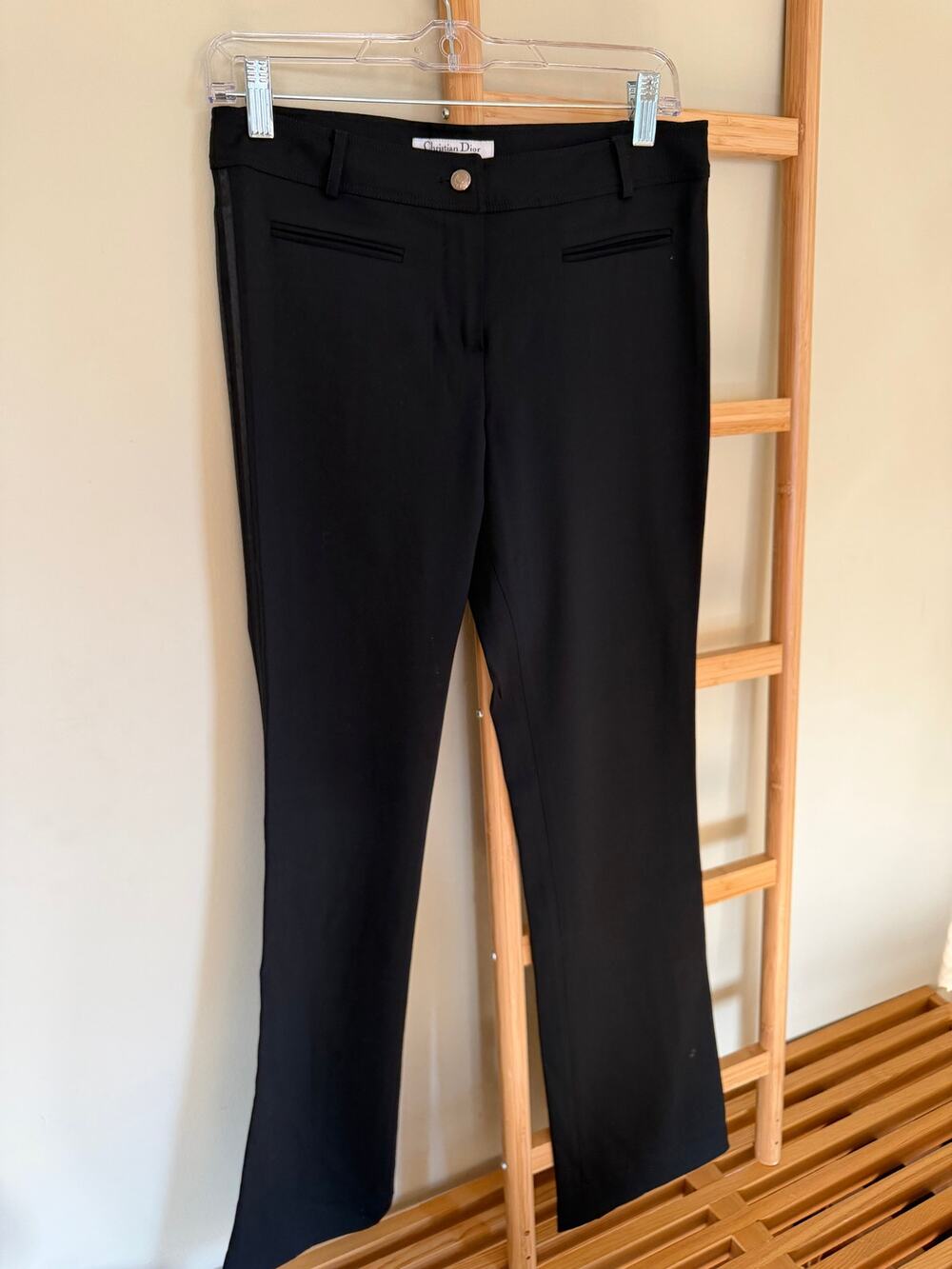 Vintage Christian Dior Boutique Black Wool Tuxedo Pants US 6